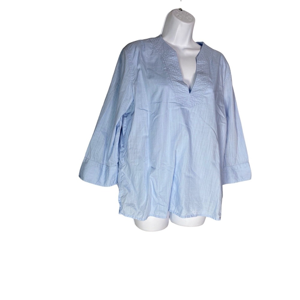Gap Womens Long Sleeve V-neck Shirt in Light Blue Blouse Size Large - Picture 2 of 6